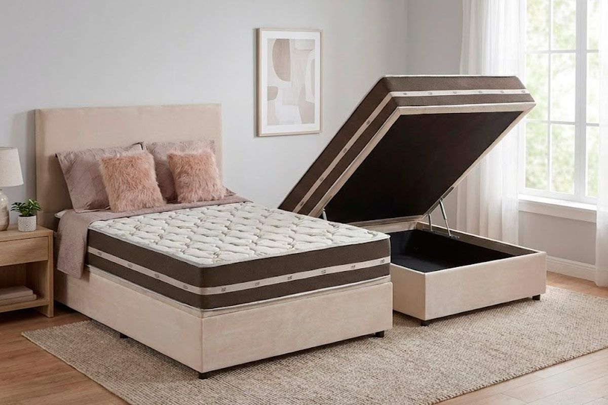 Cama Box Baú CRC +Colchão Molas Classic Anjos