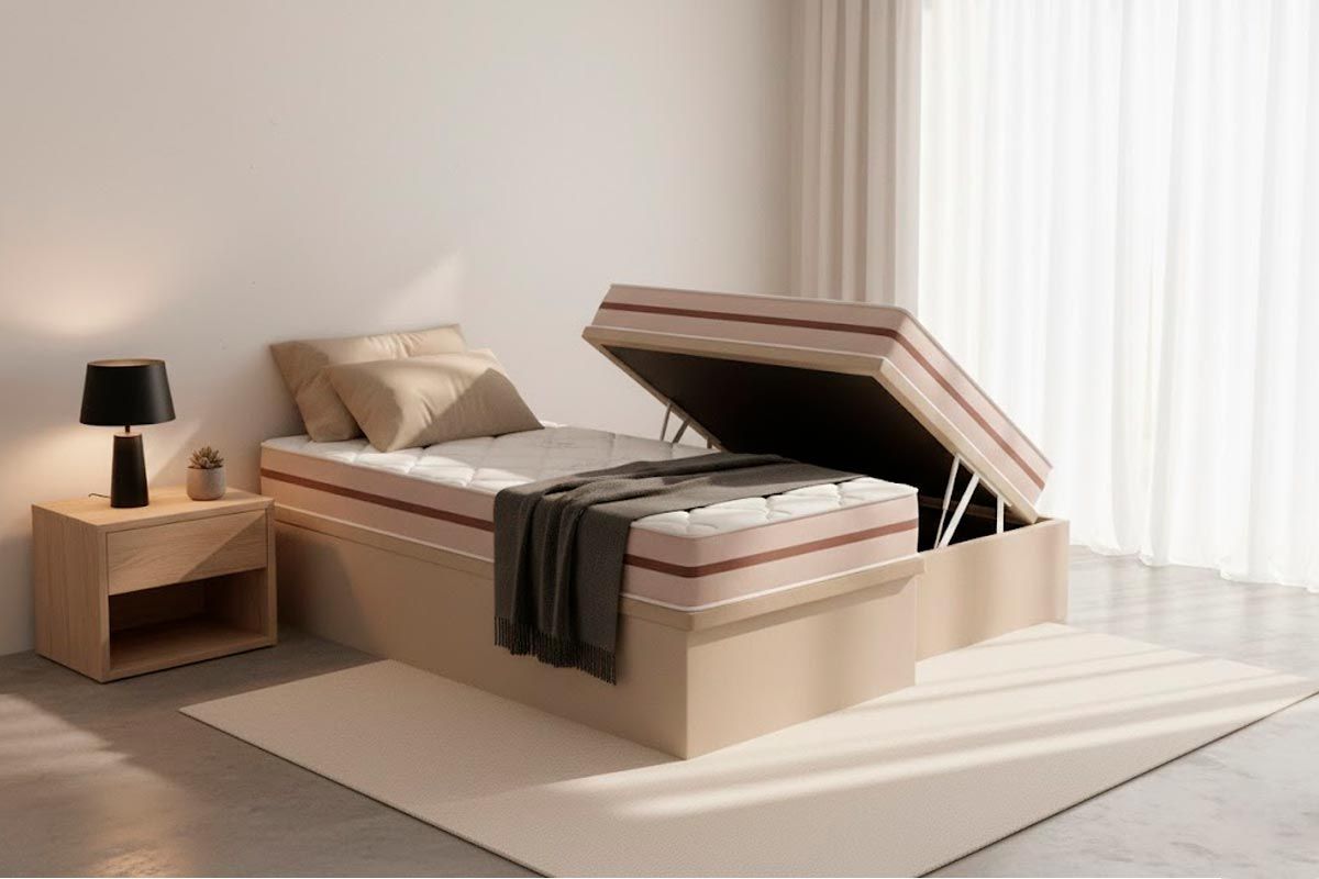 Cama Box Baú CRC +Colchão Molas Classic Anjos