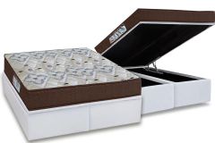 Cama Box Baú: Colchão Anatômico Ortobom D45 ISO 150 Mega Firme + Base CRC Courano White