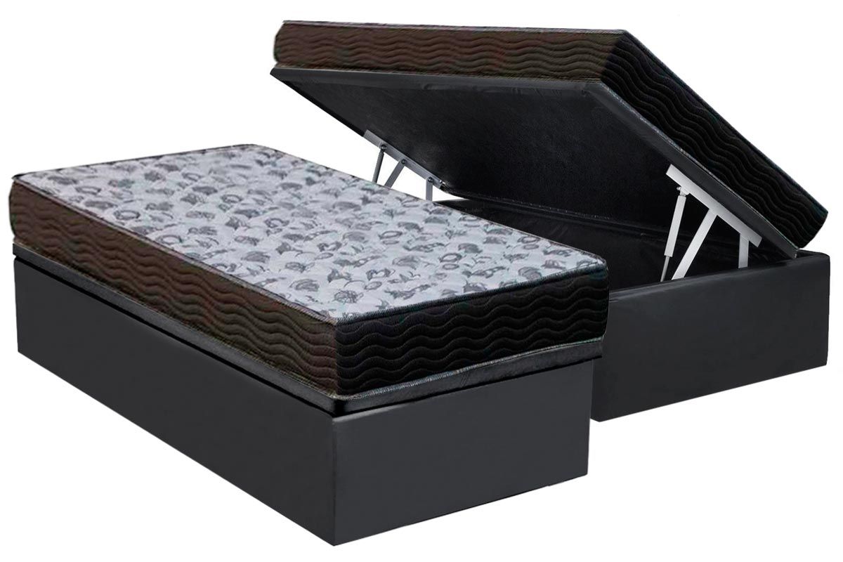 Cama Box Baú CRC +Colchão Ortopédico ISO100 Ortobom