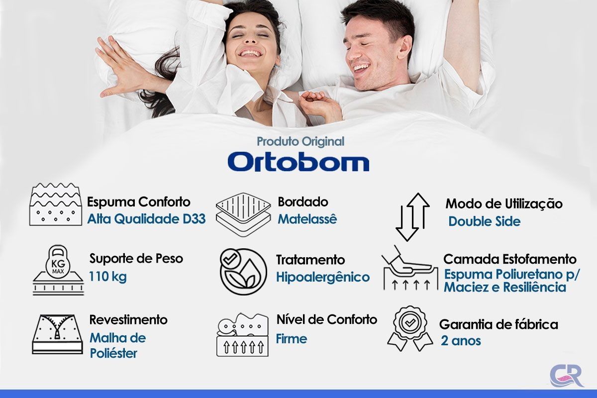 Cama Box Baú CRC +Colchão Espuma D33 Light Ortobom