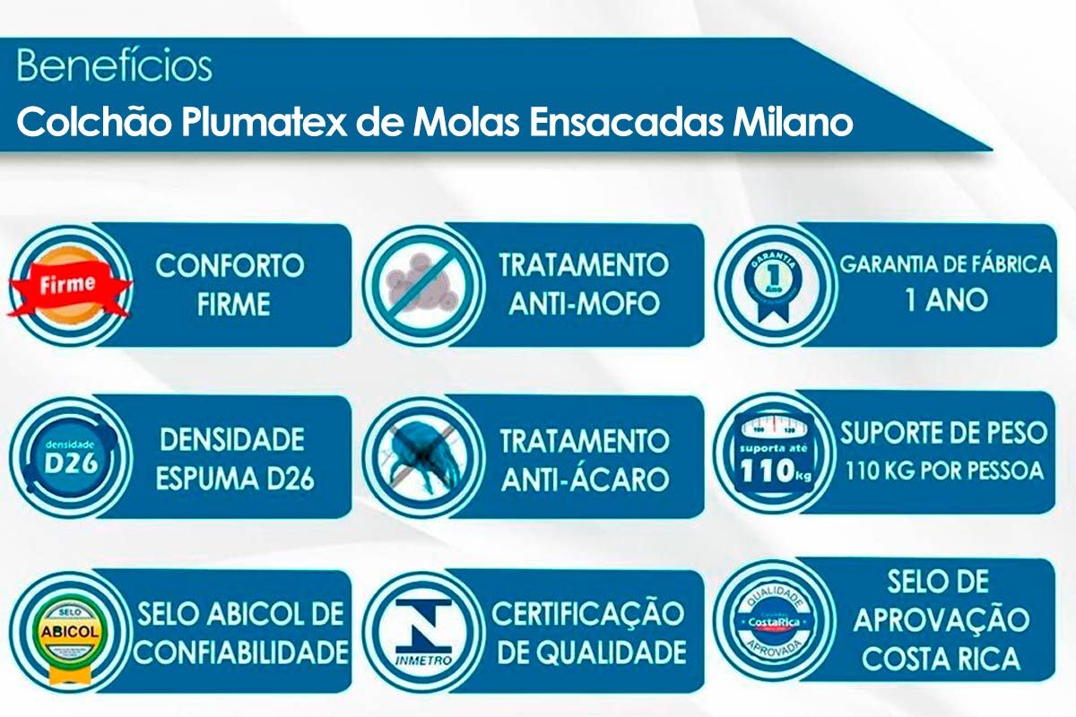 Cama Box CRC +Colchão Molas Milano Plumatex