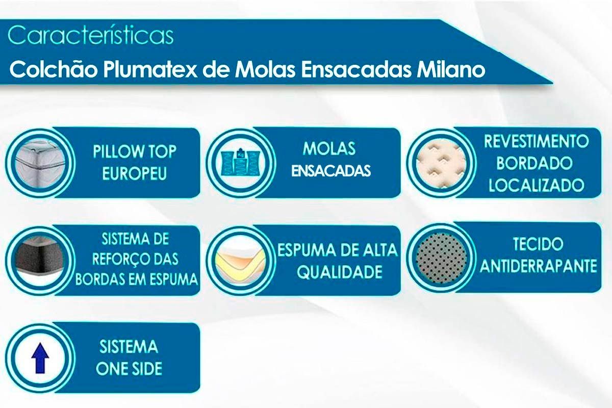 Cama Box CRC +Colchão Molas Milano Plumatex