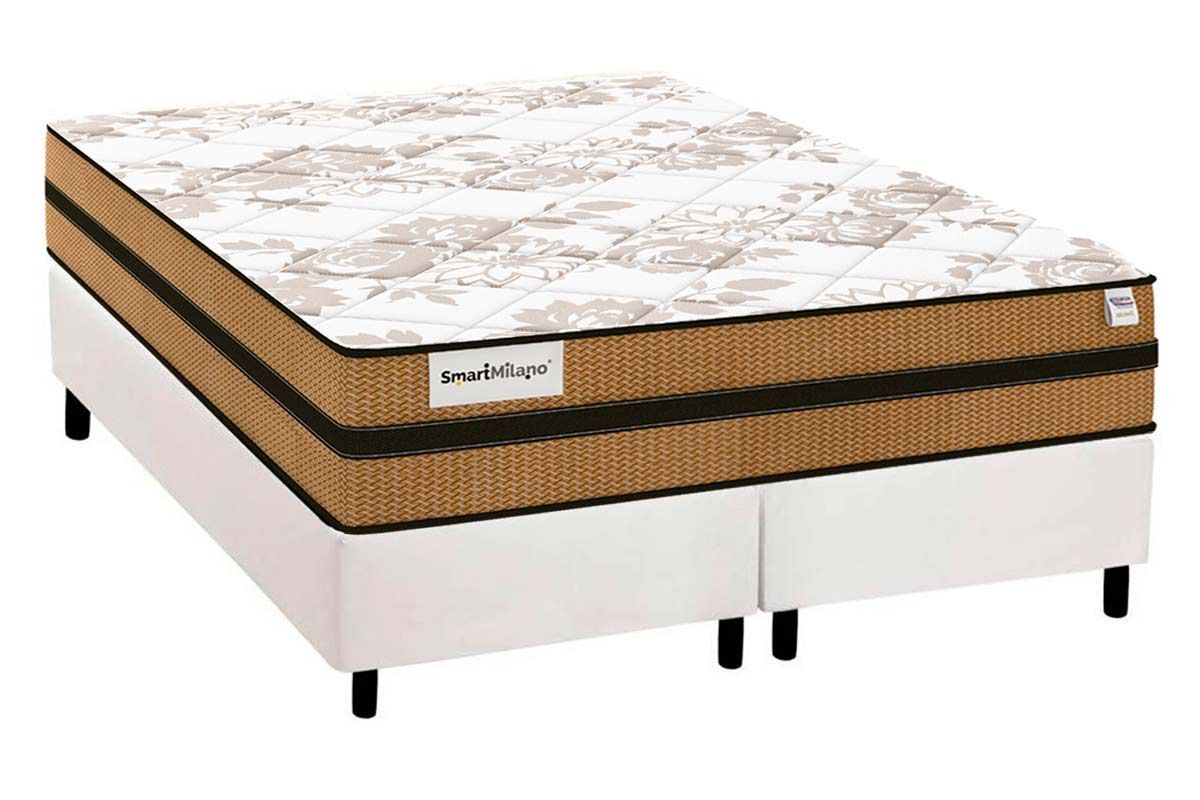 Cama Box CRC +Colchão Molas Milano Plumatex