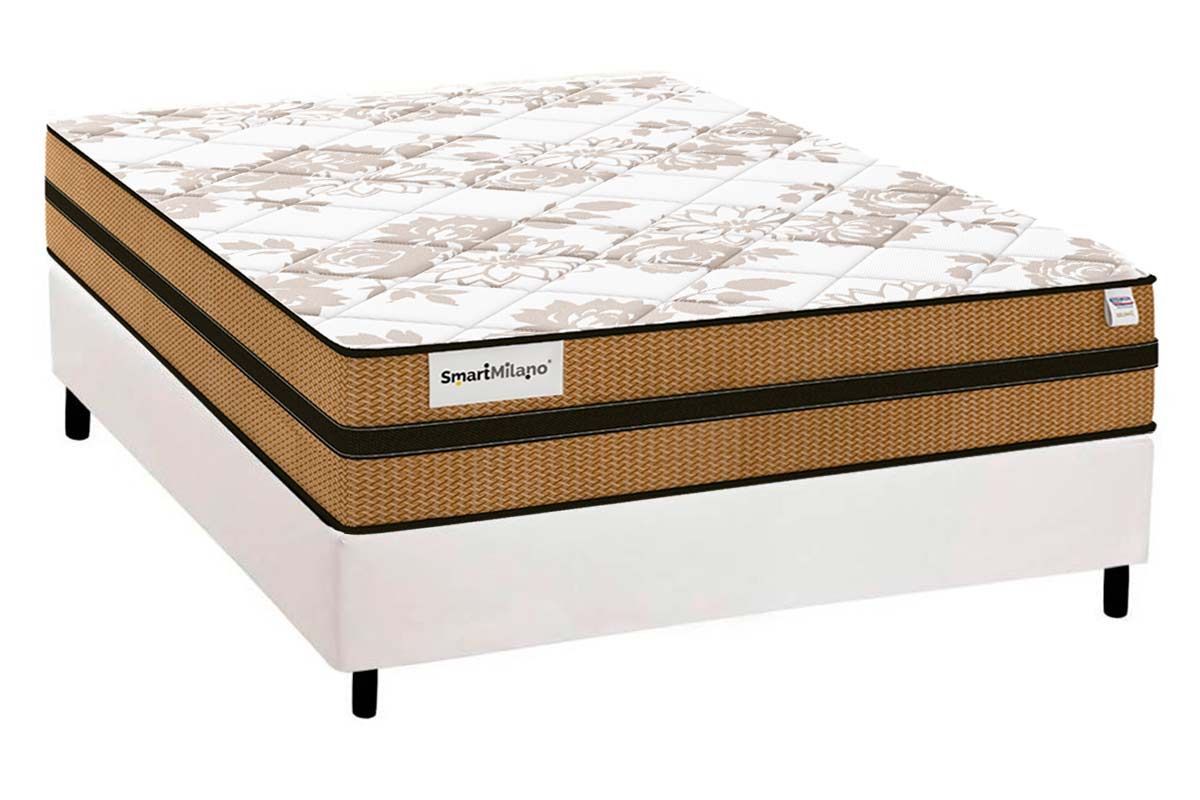 Cama Box CRC +Colchão Molas Milano Plumatex
