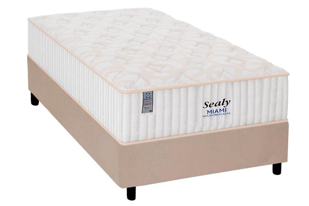 Cama Box CRC +Colchão Molas Miami Sealy