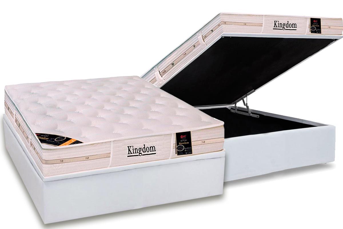 Cama Box Baú CRC +Colchão Molas Kingdom Castor