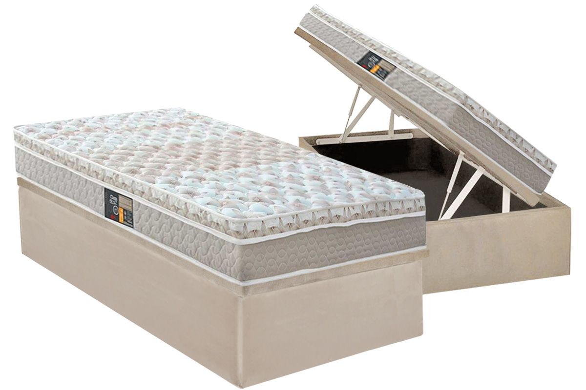 Cama Box Baú CRC +Colchão Molas Class Castor