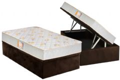 Cama Box Baú Filhão +Colchão Espuma D28 SleepMax Castor