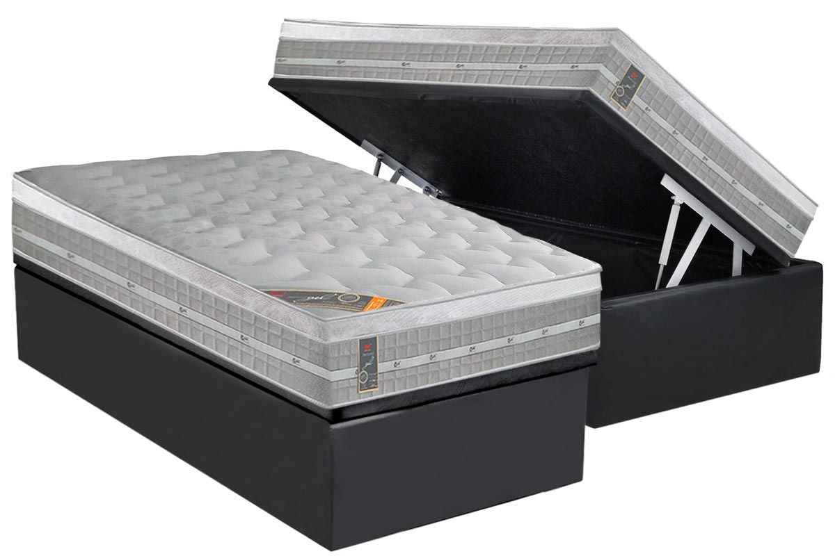 Cama Box Baú CRC +Colchão Molas Premium Castor