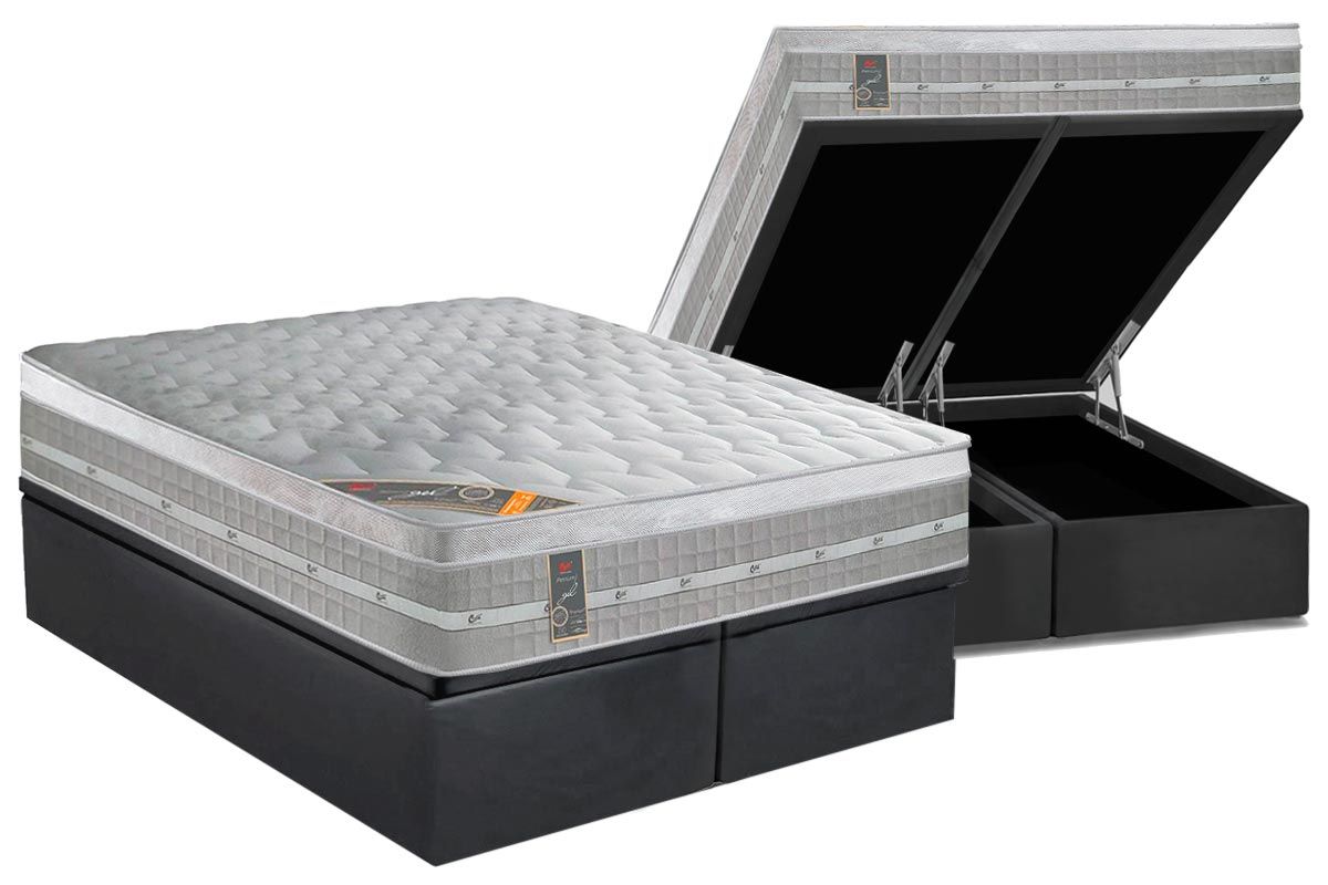Cama Box Baú CRC +Colchão Molas Premium Castor