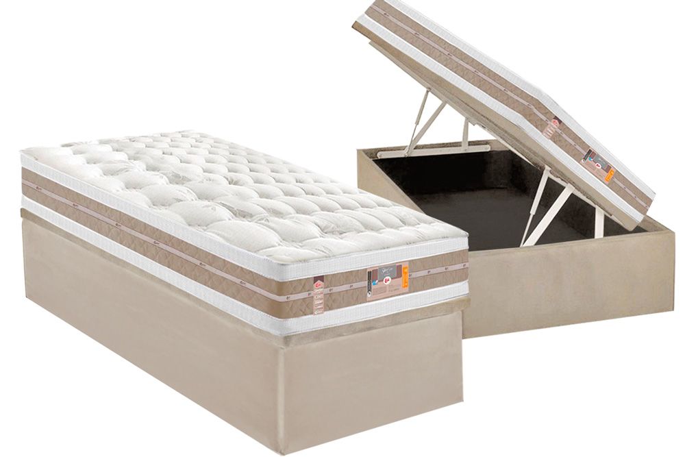 Cama Box Baú CRC +Colchão Molas S Star Air Castor