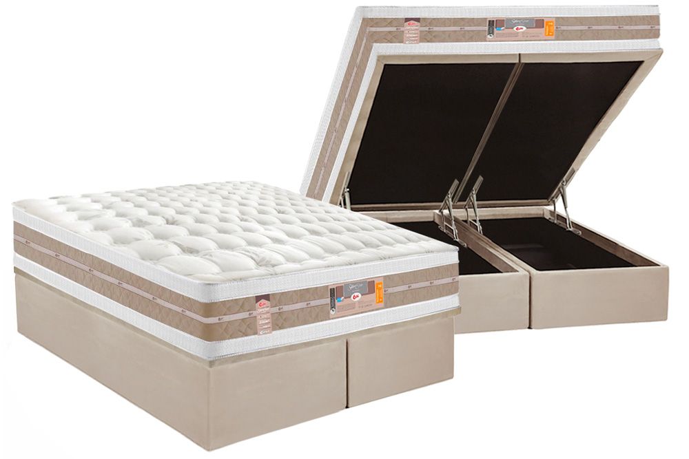 Cama Box Baú CRC +Colchão Molas S Star Air Castor