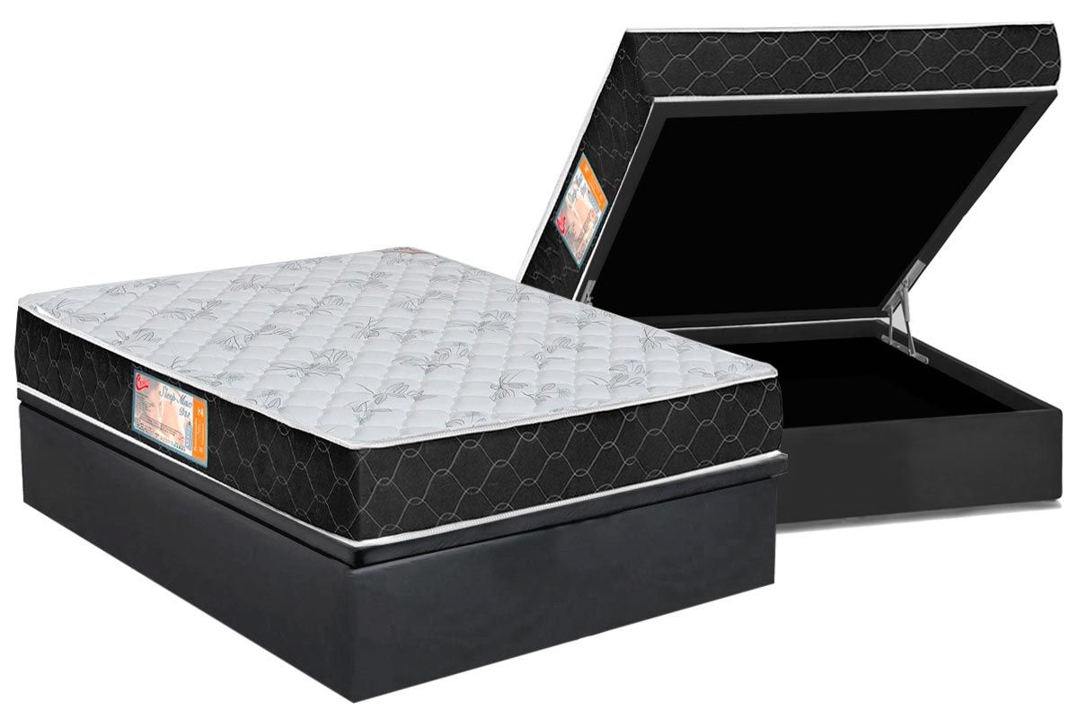 Cama Box Baú CRC +Colchão Espuma D23 SleepMax Castor
