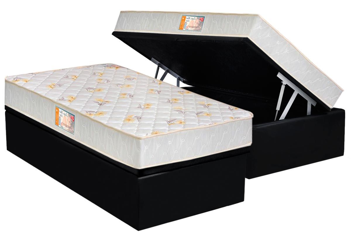 Cama Box Baú CRC +Colchão Espuma D28 SleepMax Castor