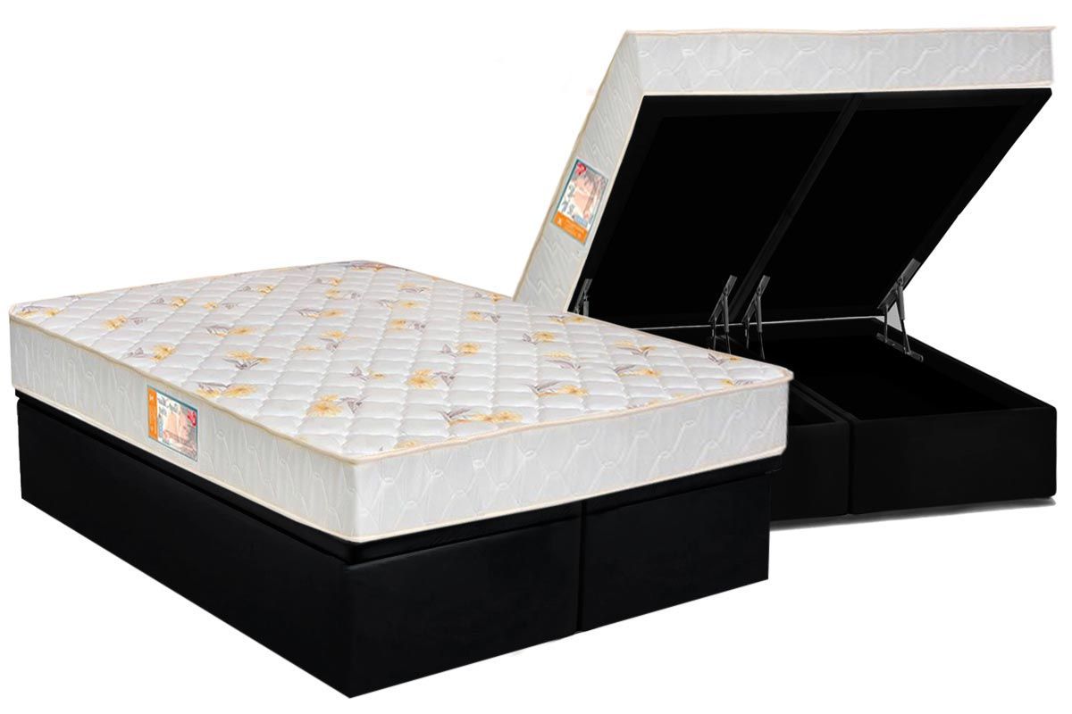 Cama Box Baú CRC +Colchão Espuma D28 SleepMax Castor
