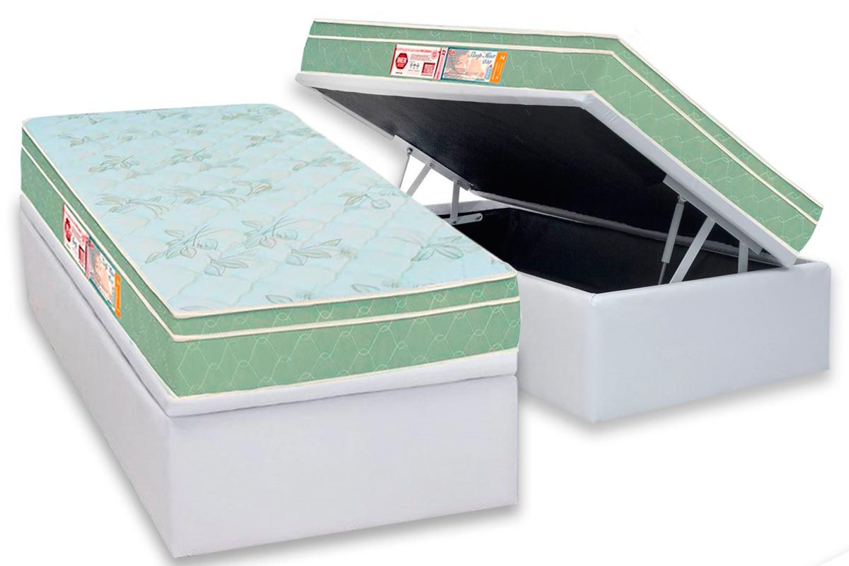 Cama Box Baú CRC +Colchão Espuma D33 SleepMax Castor