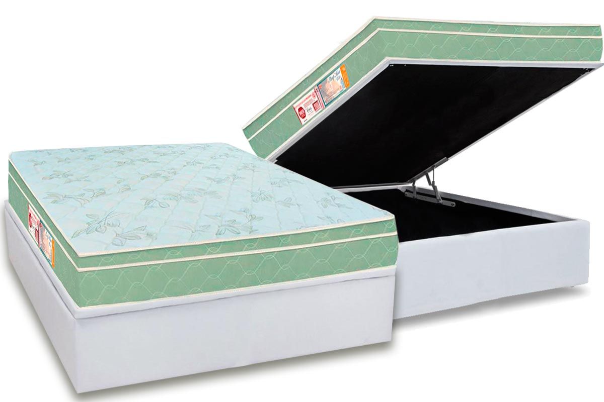 Cama Box Baú CRC +Colchão Espuma D33 SleepMax Castor