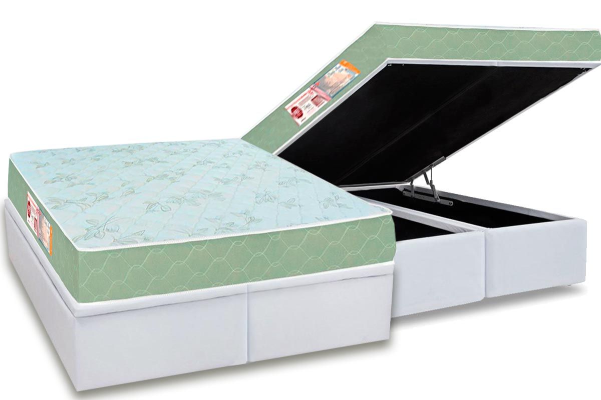 Cama Box Baú CRC +Colchão Espuma D33 SleepMax Castor