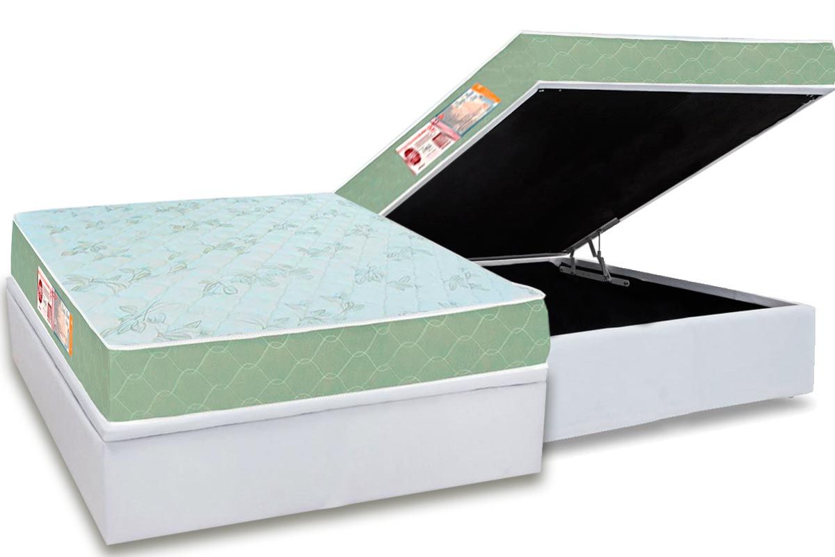 Cama Box Baú CRC +Colchão Espuma D33 SleepMax Castor