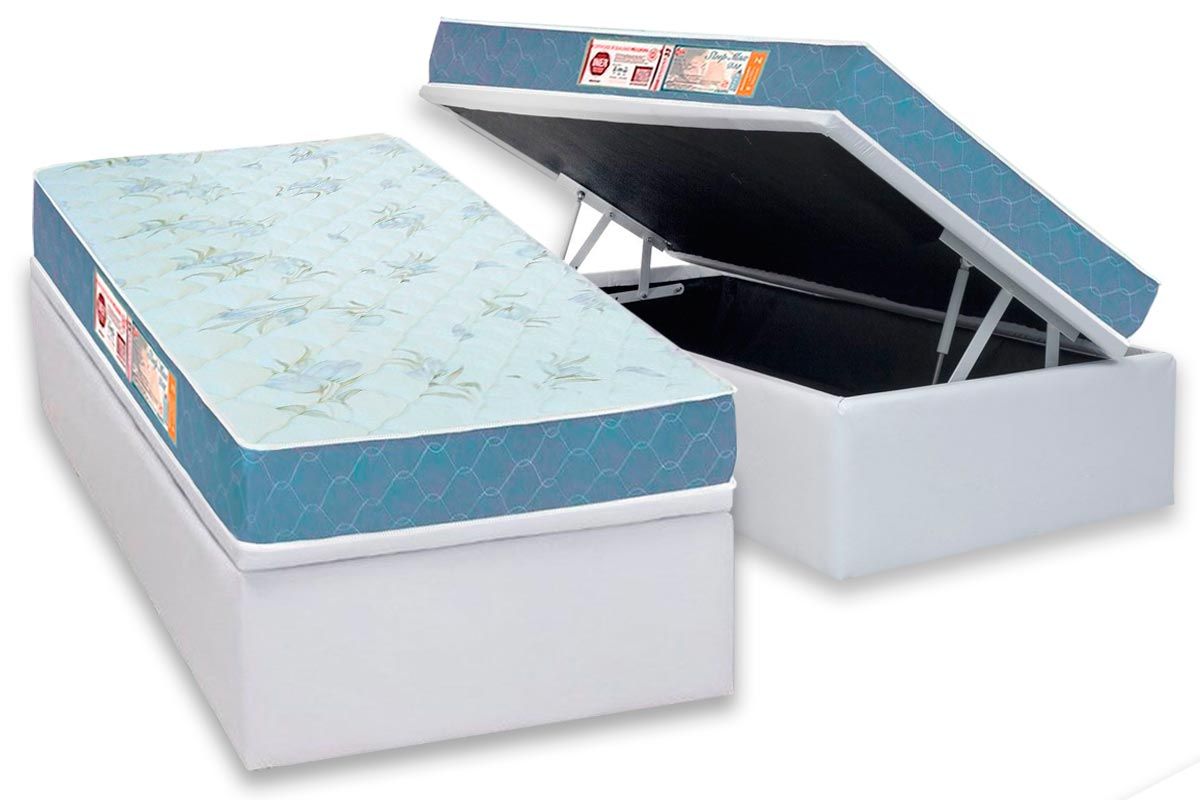 Cama Box Baú CRC +Colchão Espuma D45 SleepMax Castor