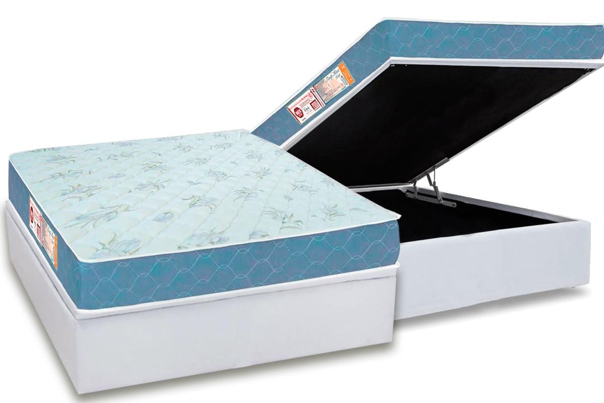 Cama Box Baú CRC +Colchão Espuma D45 SleepMax Castor