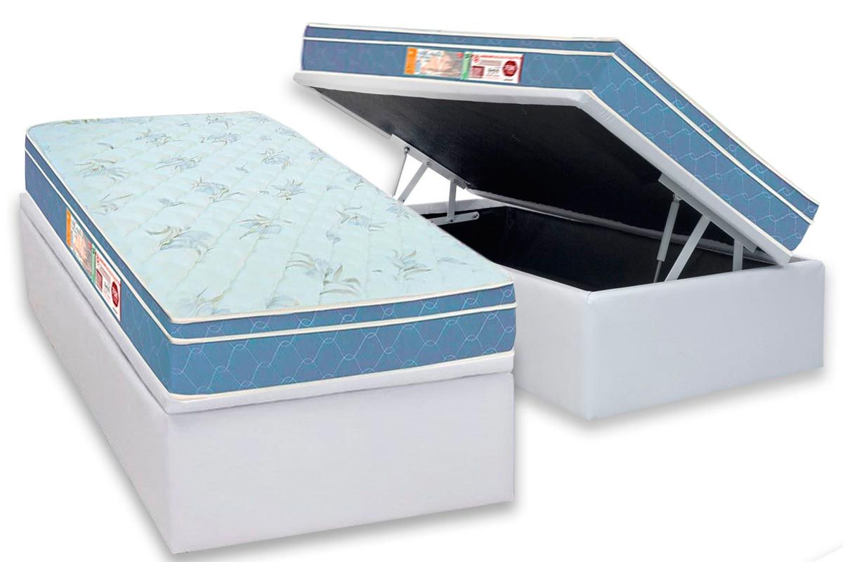 Cama Box Baú CRC +Colchão Espuma D45 SleepMax Castor