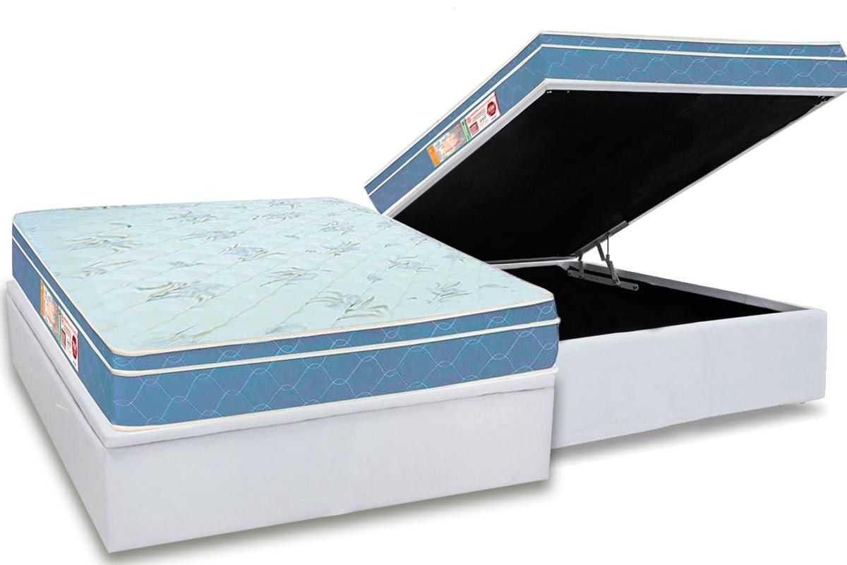 Cama Box Baú CRC +Colchão Espuma D45 SleepMax Castor