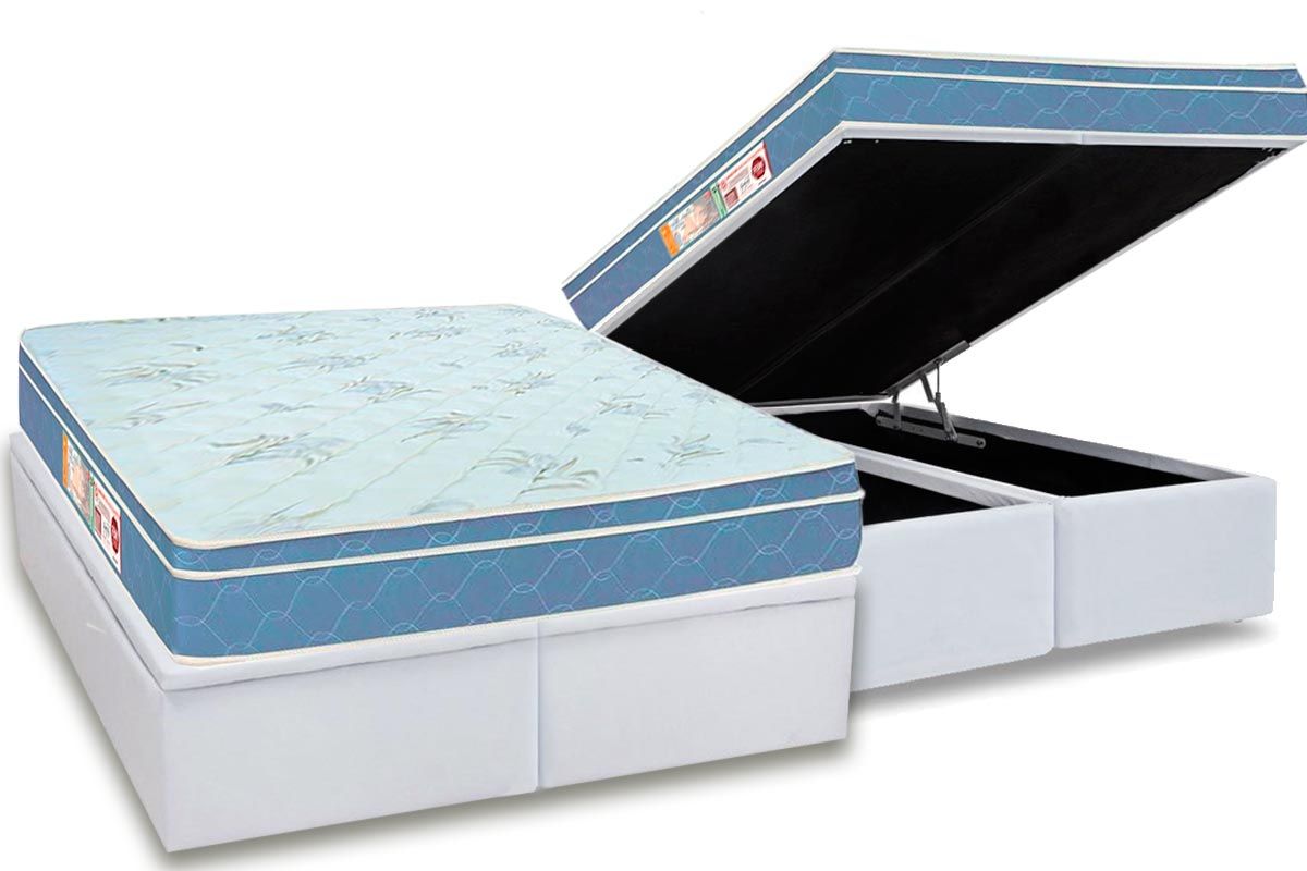 Cama Box Baú CRC +Colchão Espuma D45 SleepMax Castor
