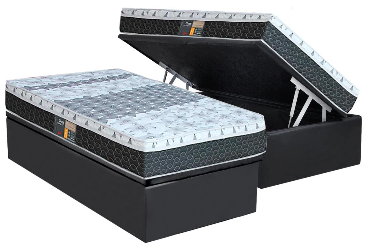 Cama Box Baú CRC +Colchão Molas Class Castor