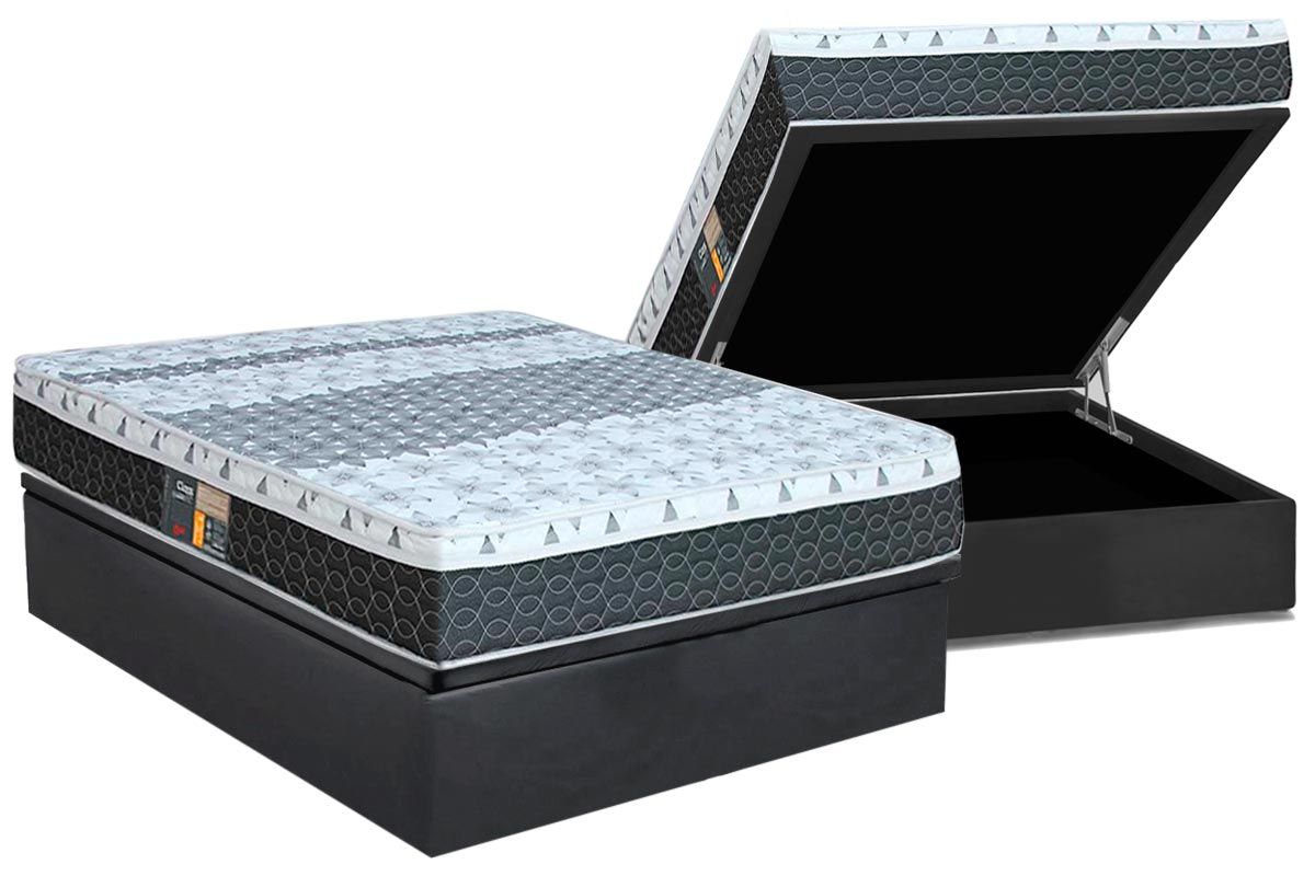 Cama Box Baú CRC +Colchão Molas Class Castor