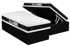 Cama Box Baú Filhão +Colchão D45 Black White Castor