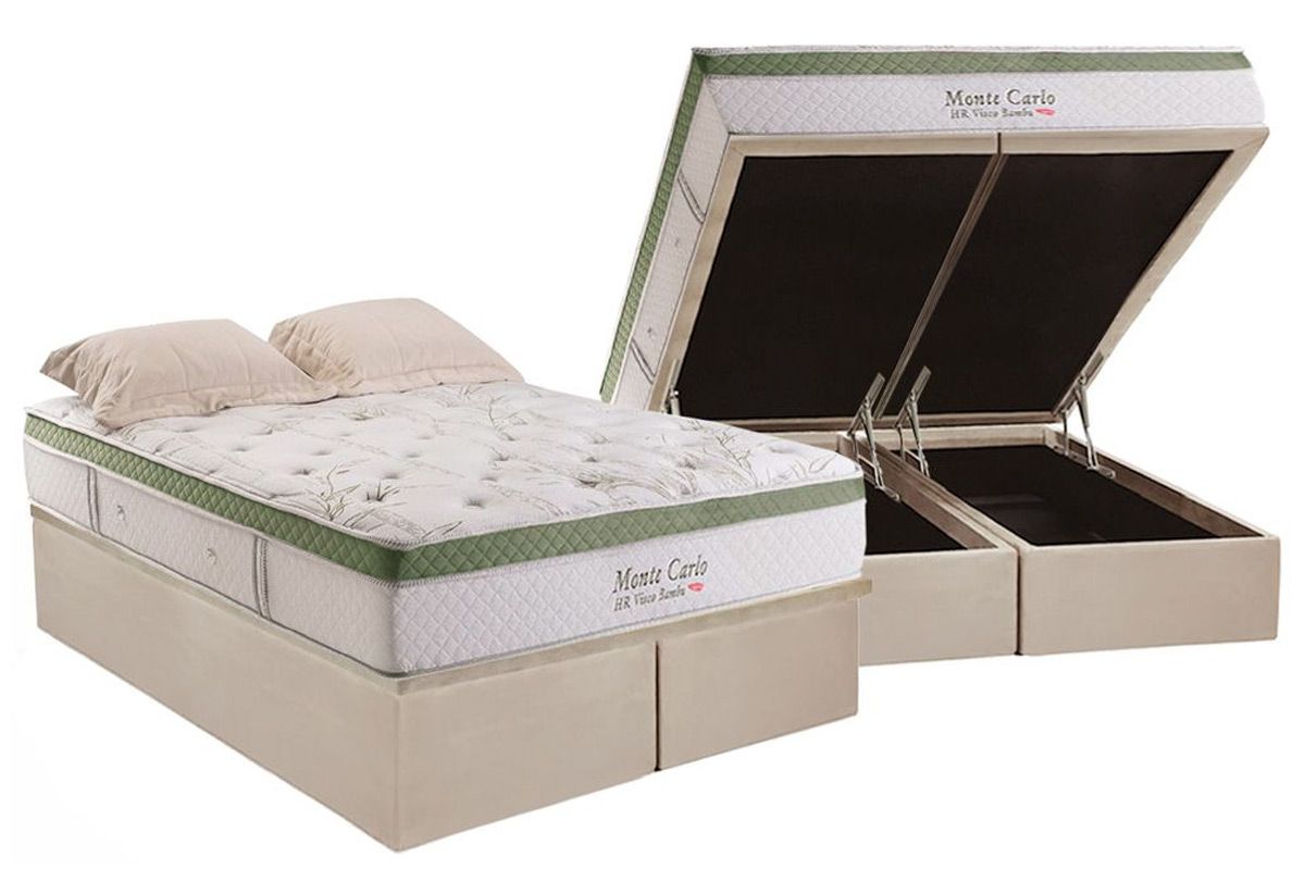 Cama Box Baú CRC +Colchão Molas MonteCarlo Herval