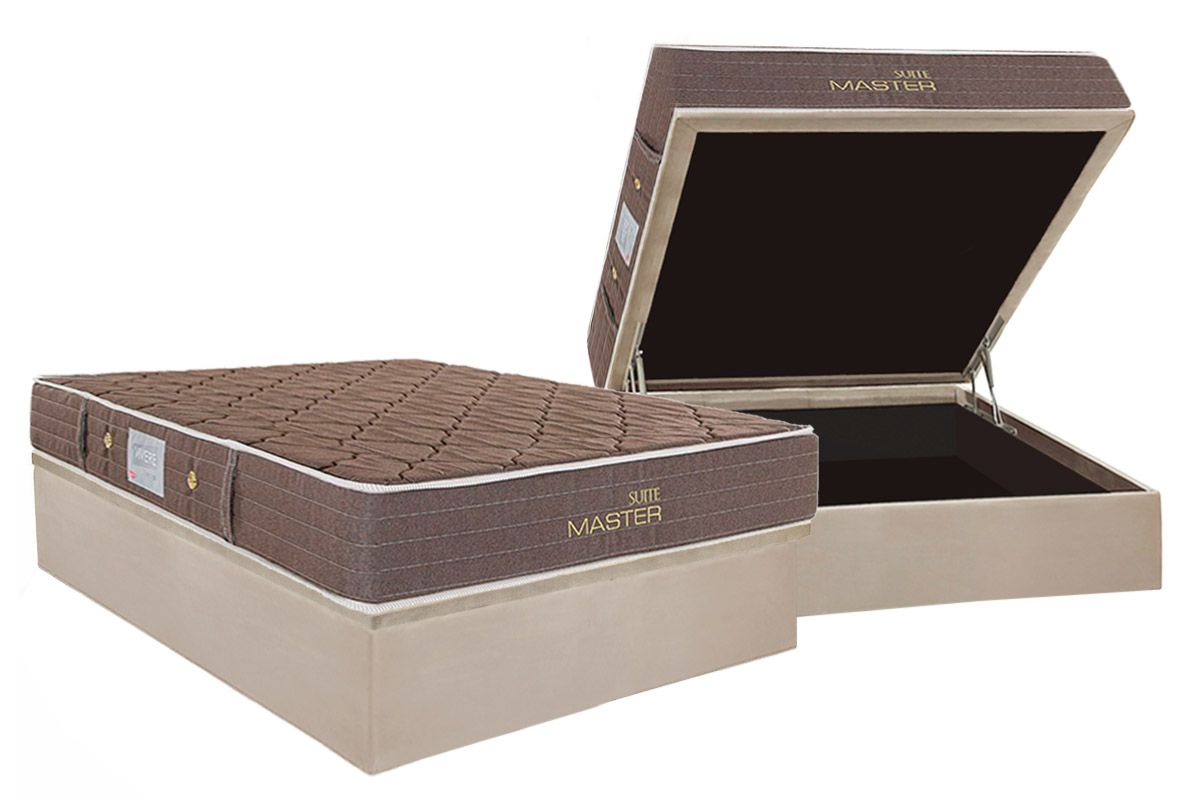 Cama Box Baú CRC +Colchão Molas Suite Master Herval