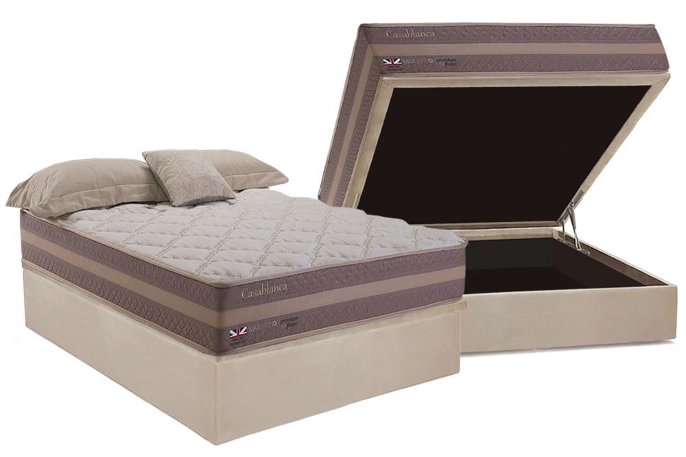 Cama Box Baú CRC +Colchão Molas Casablanca Herval