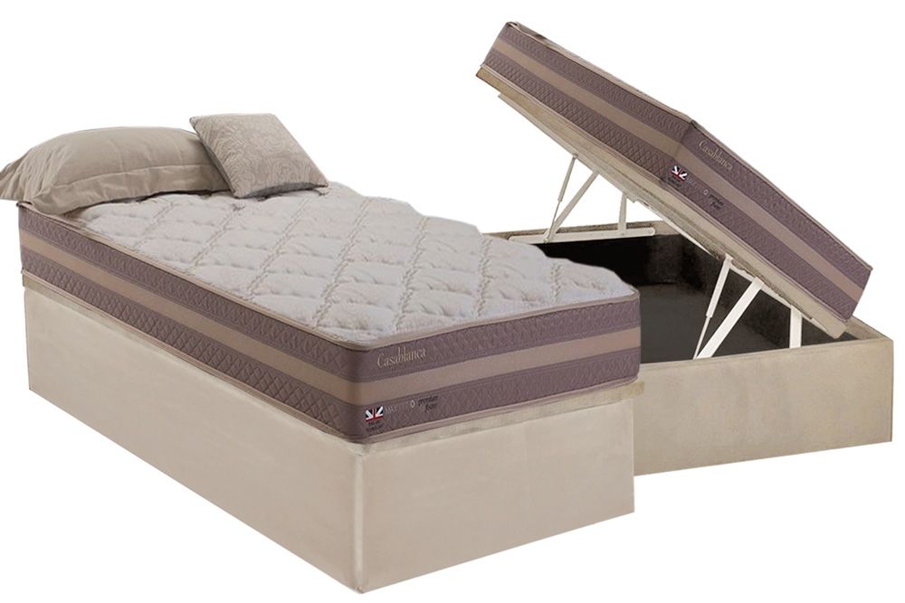 Cama Box Baú CRC +Colchão Molas Casablanca Herval