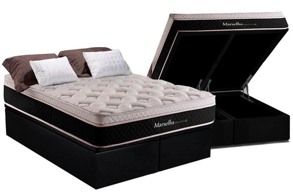 Cama Box Baú CRC +Colchão Molas Marselha Herval
