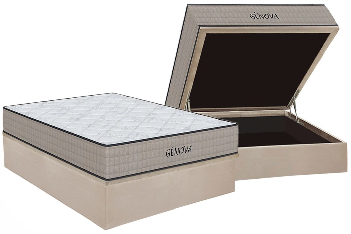 Cama Box Baú CRC +Colchão D45 Genova Orthoflex