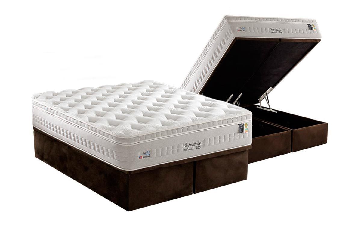 Cama Box Baú CRC +Colchão Molas Impressione Anjos