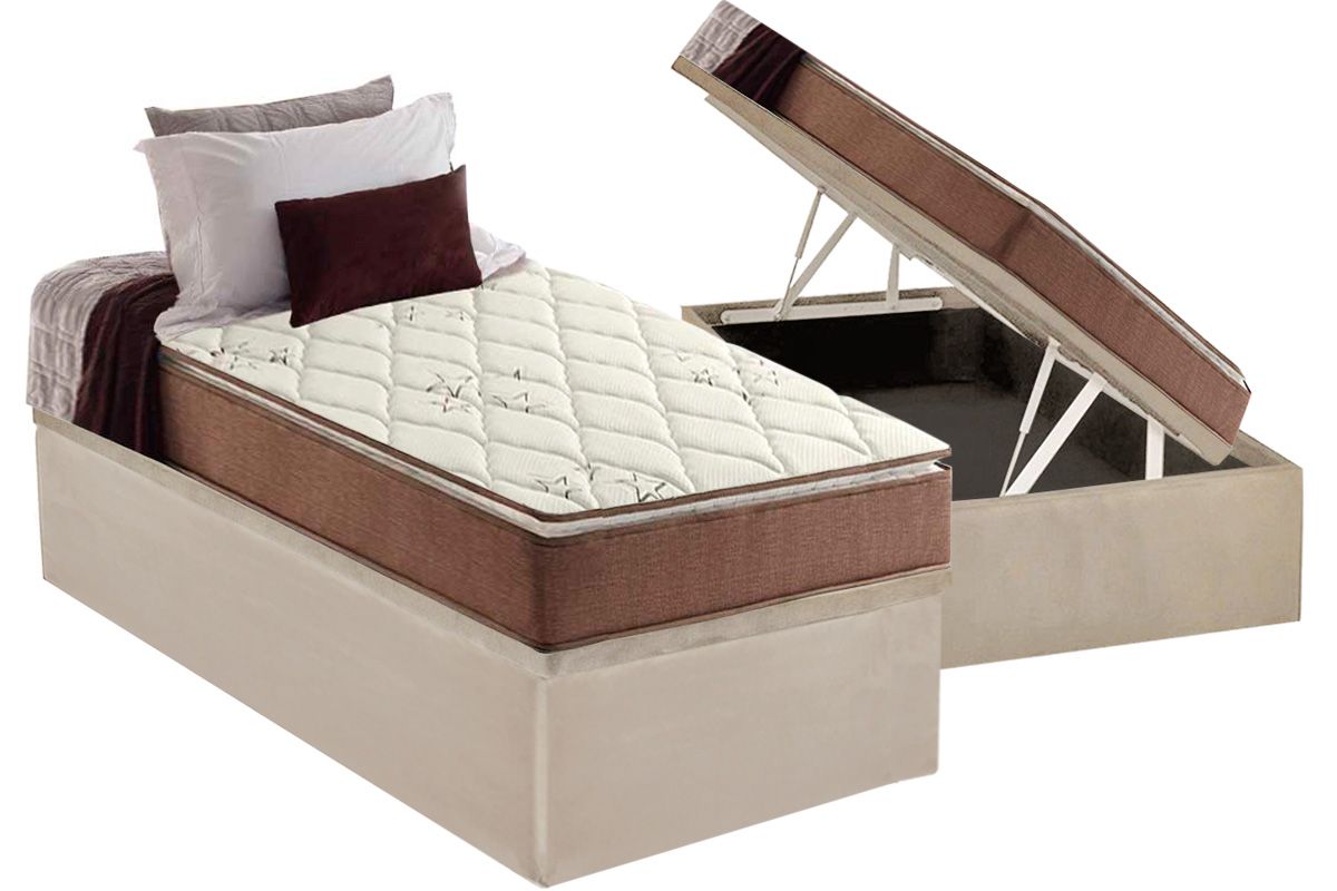 Cama Box Baú CRC +Colchão Ortopédico Star Anjos