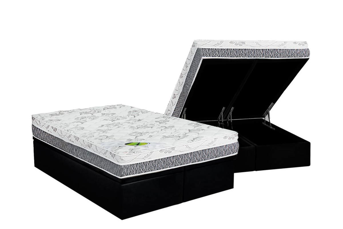 Cama Box Baú CRC +Colchão Ortopédico Aspen Luckspuma