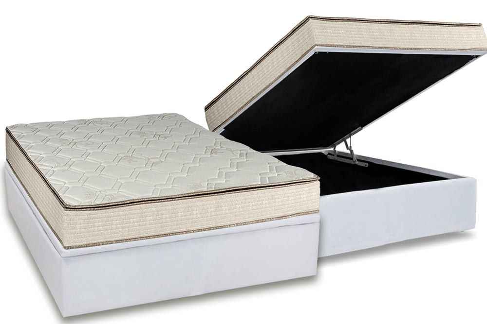 Cama Box Baú CRC +Colchão Molas Montreal Luckspuma