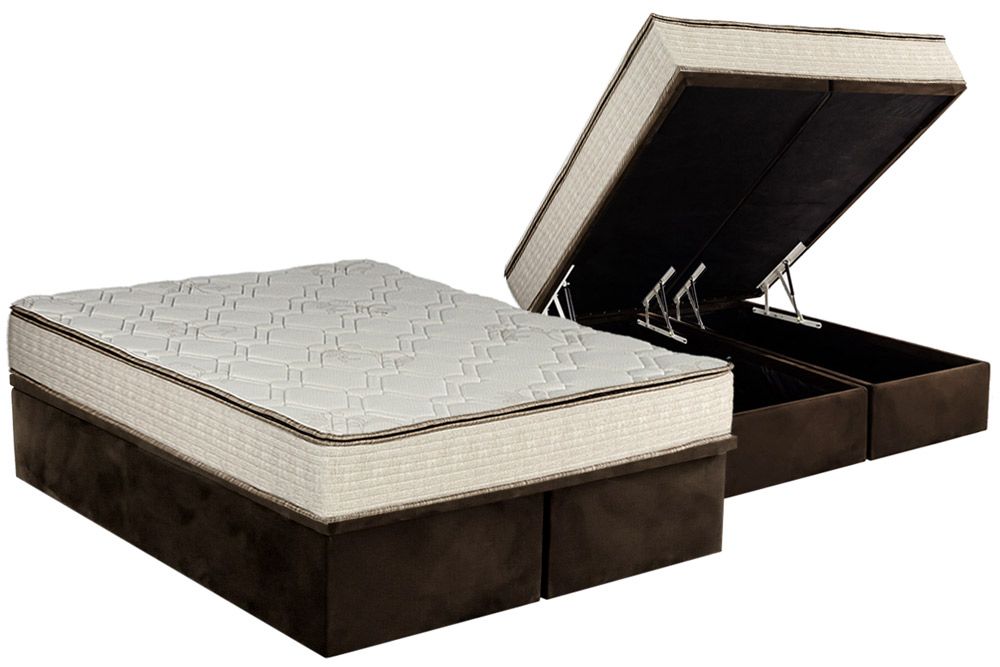 Cama Box Baú CRC +Colchão Molas Montreal Luckspuma