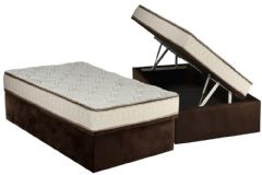 Cama Box Baú Filhão +Colchão Molas Montreal Luckspuma