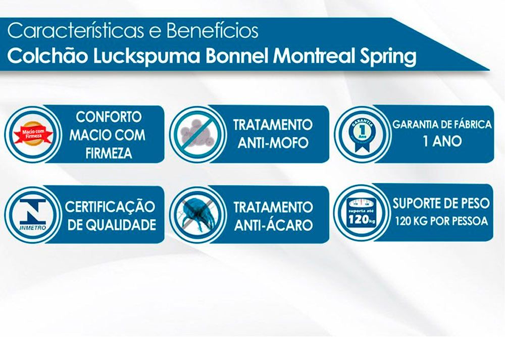 Cama Box Baú CRC +Colchão Molas Montreal Luckspuma