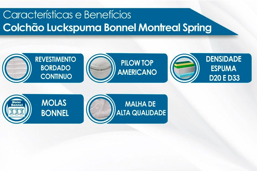 Cama Box Baú CRC +Colchão Molas Montreal Luckspuma
