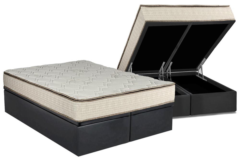 Cama Box Baú CRC +Colchão Molas Montreal Luckspuma