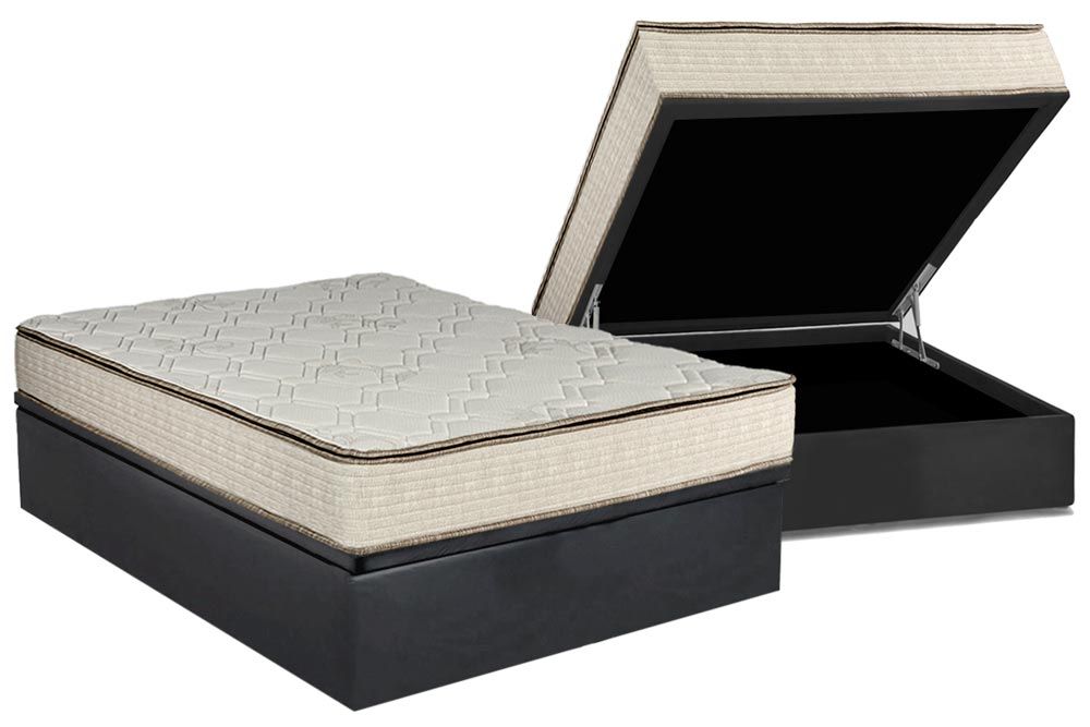 Cama Box Baú CRC +Colchão Molas Montreal Luckspuma
