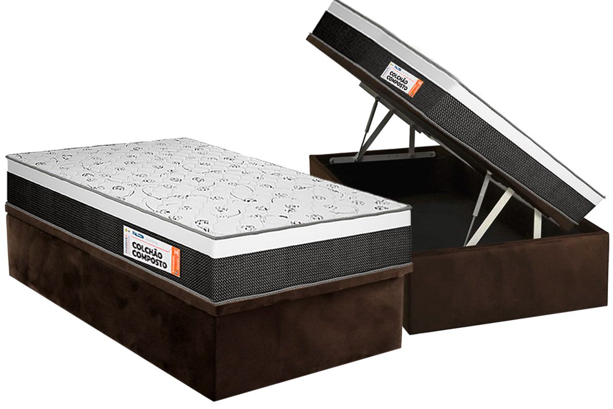 Cama Box Baú CRC +Colchão Ortopédico Falcon Plumatex