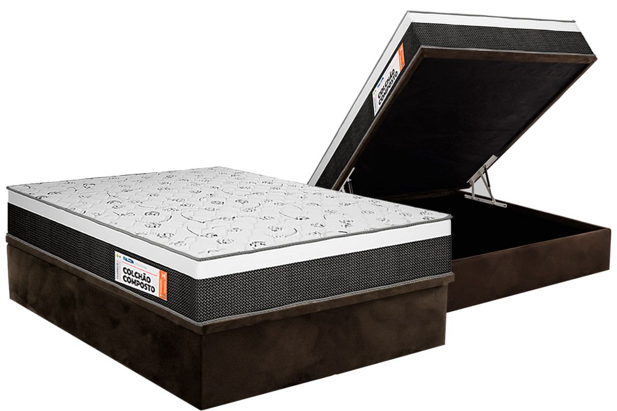 Cama Box Baú CRC +Colchão Ortopédico Falcon Plumatex